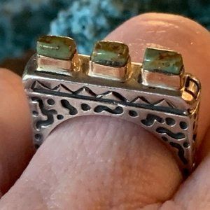 Dian Malouf 14k Sterling Silver Turquoise Ring